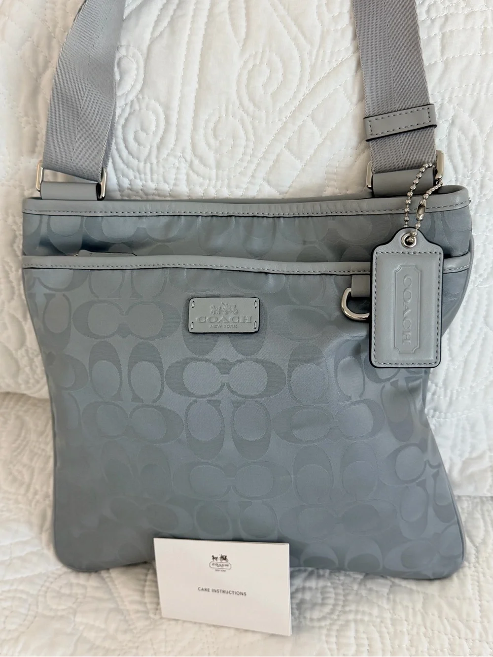 Coach Gray Signature Crossbody Bag with Adjustable Strap